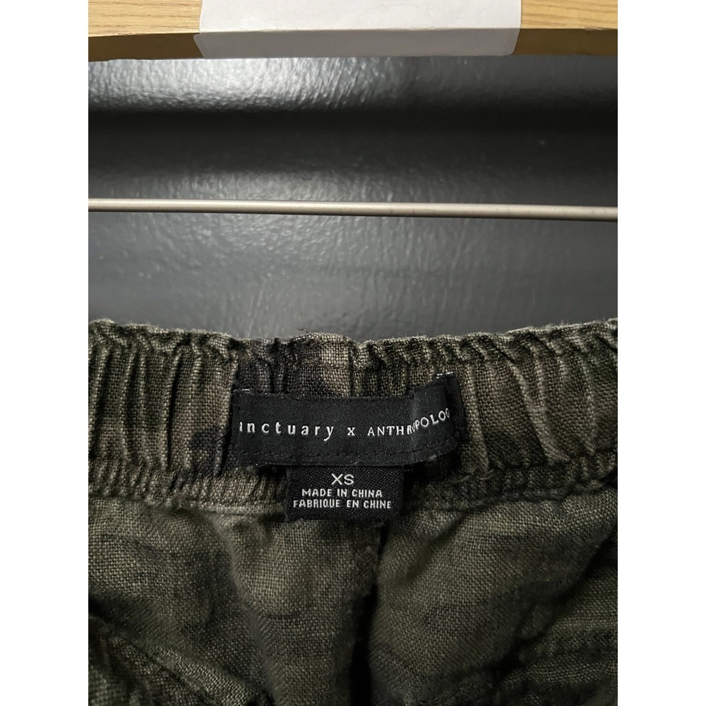 Sanctuary x Anthropologie Cropped Green Camo Linen Cargo Pants Women's Sz XS - Picture 4 of 5